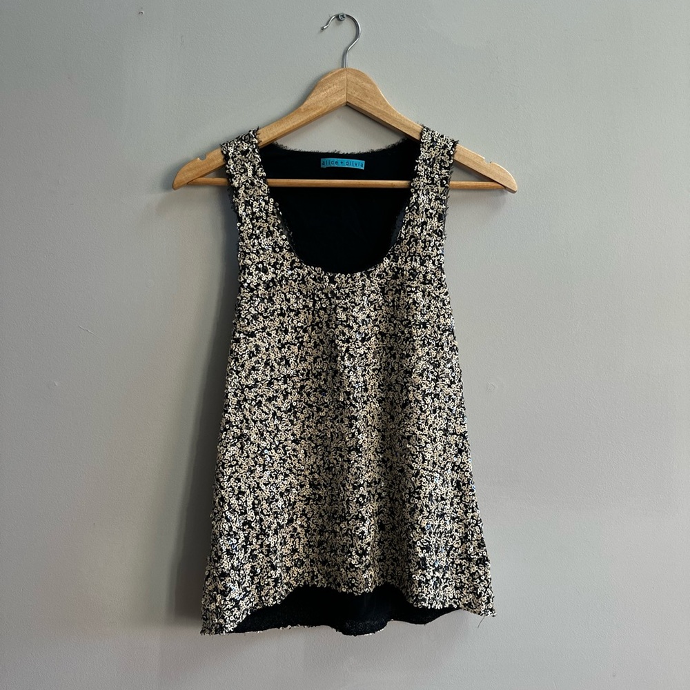 Tan Sequin Tank — Alice + Olivia (≈ Size M)